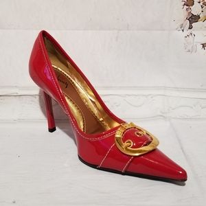 STILETTO HIGH HEEL SHALLOW MOUTH BELT BUCKLE DESIGN SIZE 8.5